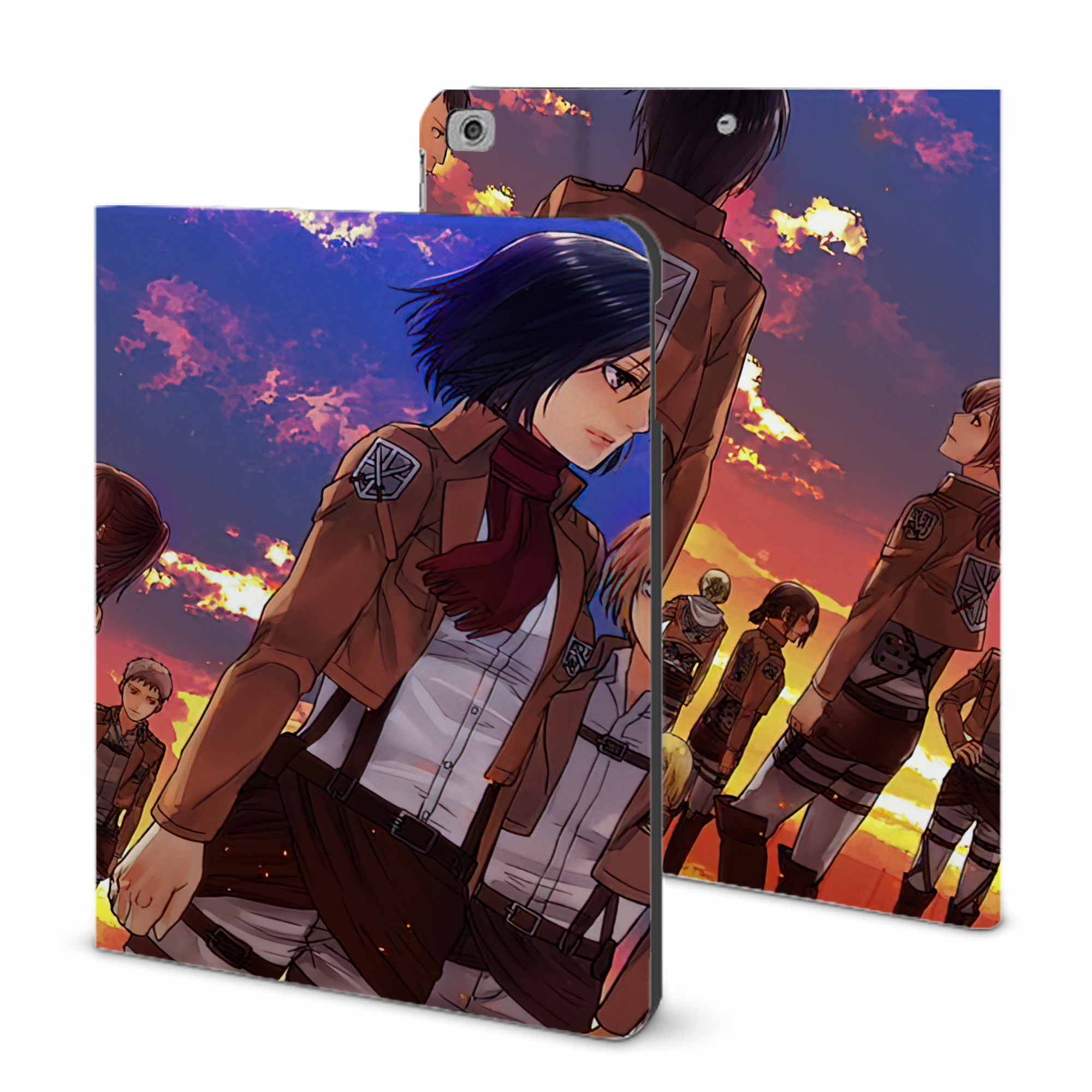 （画像用） 進撃の巨人 Attack on Titan IPad ケース ブック型 PUレザー TPU 耐衝撃 軽量 薄型 ペン収納なし 全面保護 IPad 各モデル対応